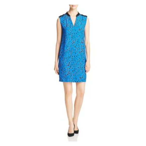 ESCADA Womens Blue Sleeveless V Neck Above The Knee Wear To Work Sheath Dress 36